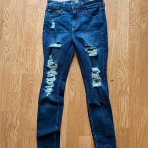 Hollister Blue Skinny Jeans with Distressed Details